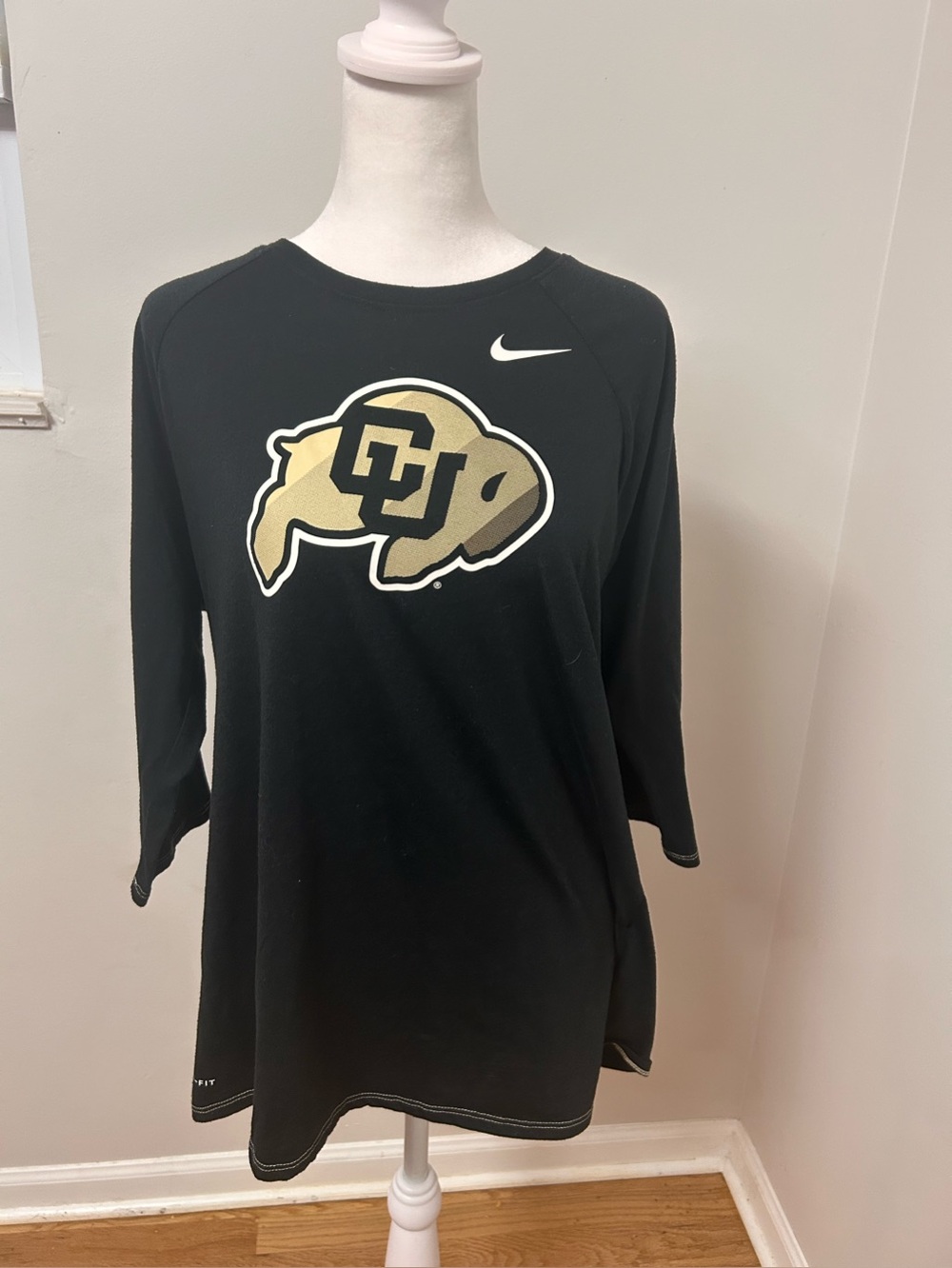 Nike Colorado Buffaloes CU Dri-FIT Shirt XL Black 3/4 Sleeve Athletic Tee